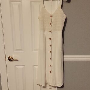 Jessica Simpson Cream Button-Front Midi Dress